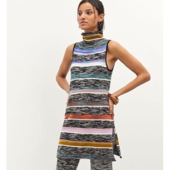 BY ANTHROPOLOGIE Space-Dyed Knit Turtleneck Tunic Colorful Size Medium - Picture 1 of 11